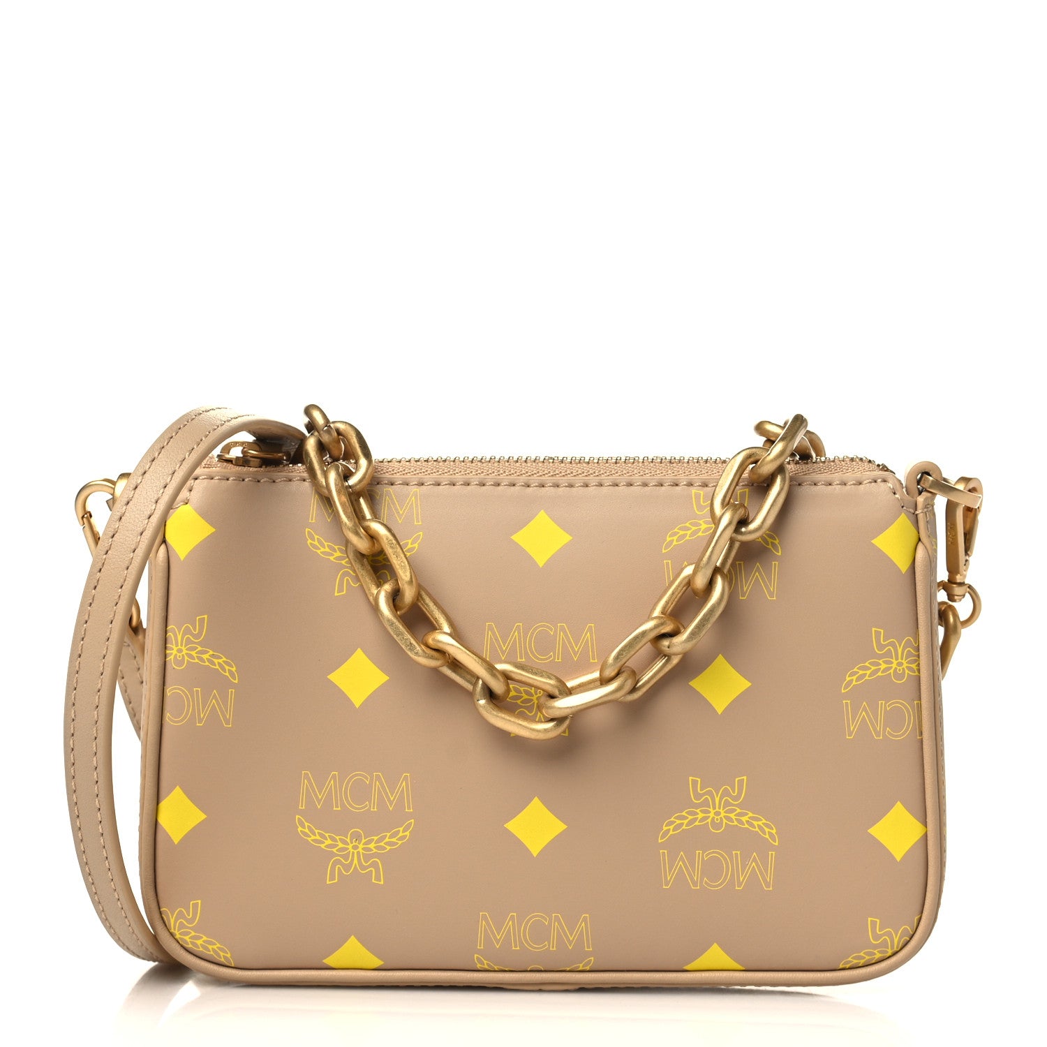 MCM Calfskin Color Splash Mini Pouch on Chain Croissant 1 of 8
