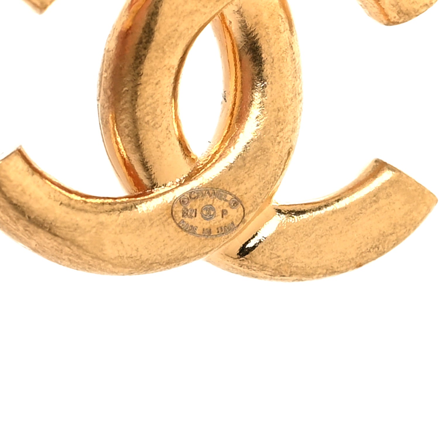 Chanel Metal Drop CC Earrings Ruthenium Gold 4 of 5