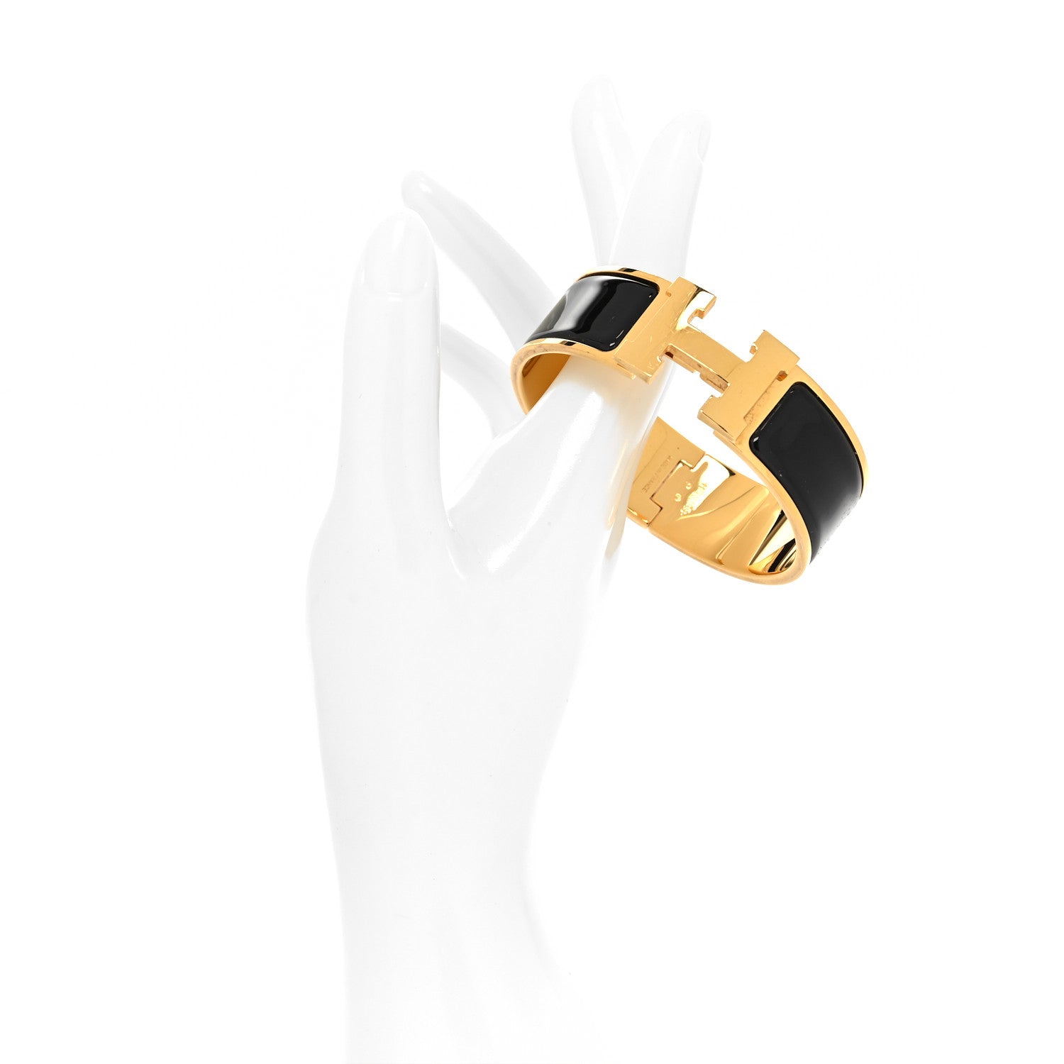 Hermes Enamel Wide Clic Clac H Bracelet GM Black 2 of 5