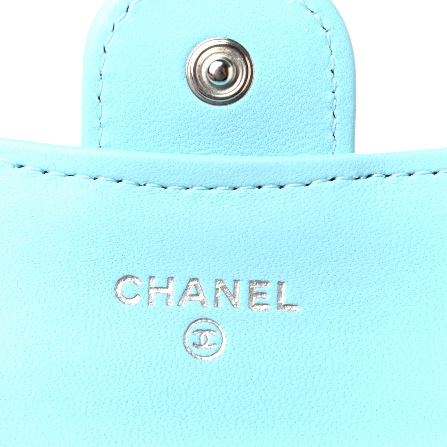 Chanel Lambskin Quilted Flap Card Holder Wallet Light Blue 6 of 8