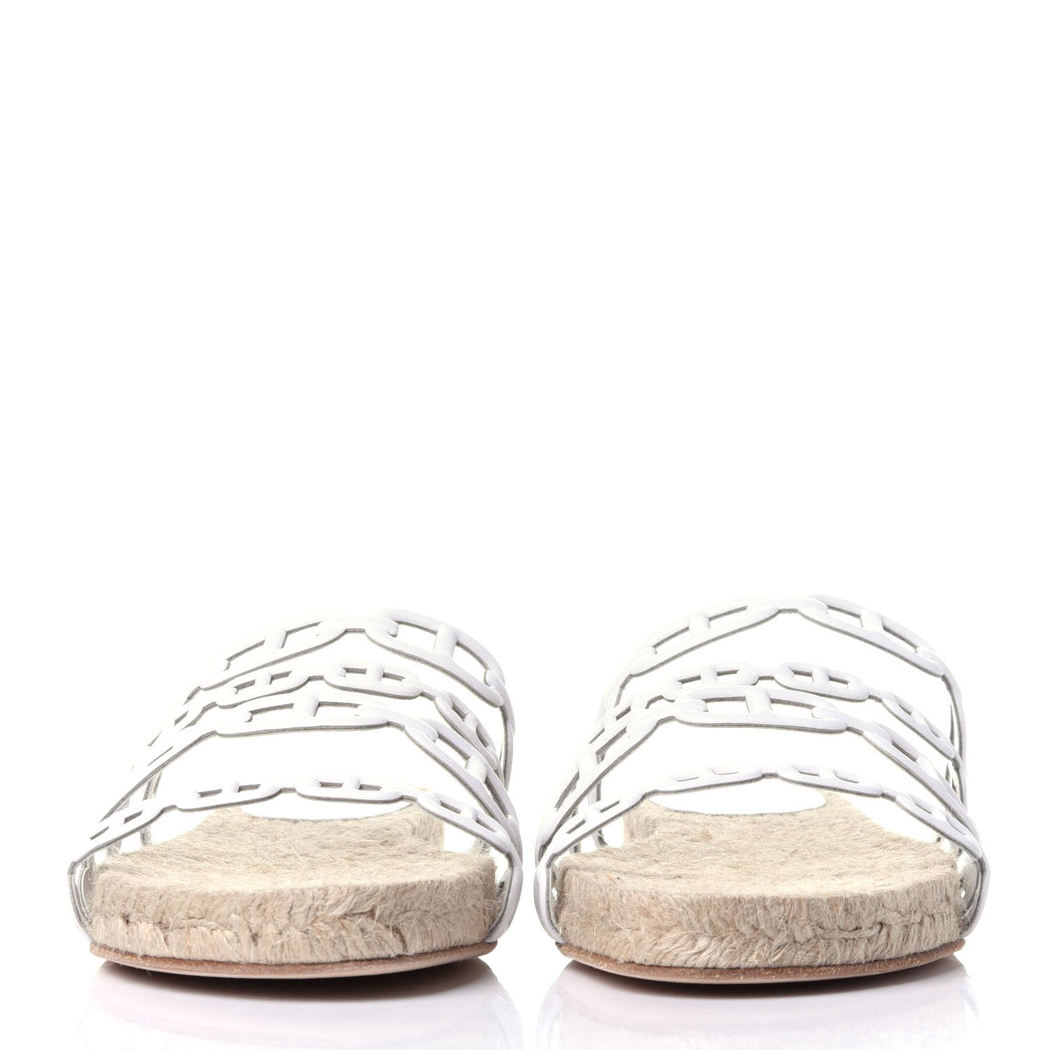Hermes Nappa Ancone Espadrille Sandals 37 White Naturel 2 of 13