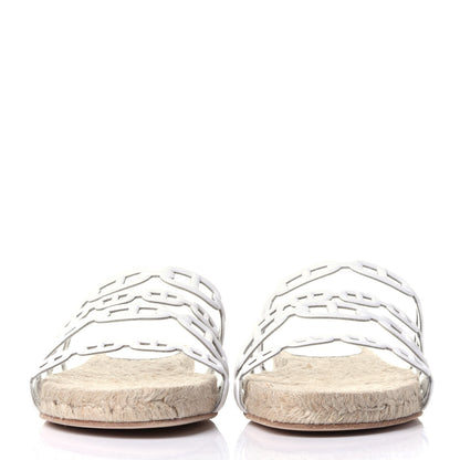 Hermes Nappa Ancone Espadrille Sandals 37 White Naturel 2 of 13