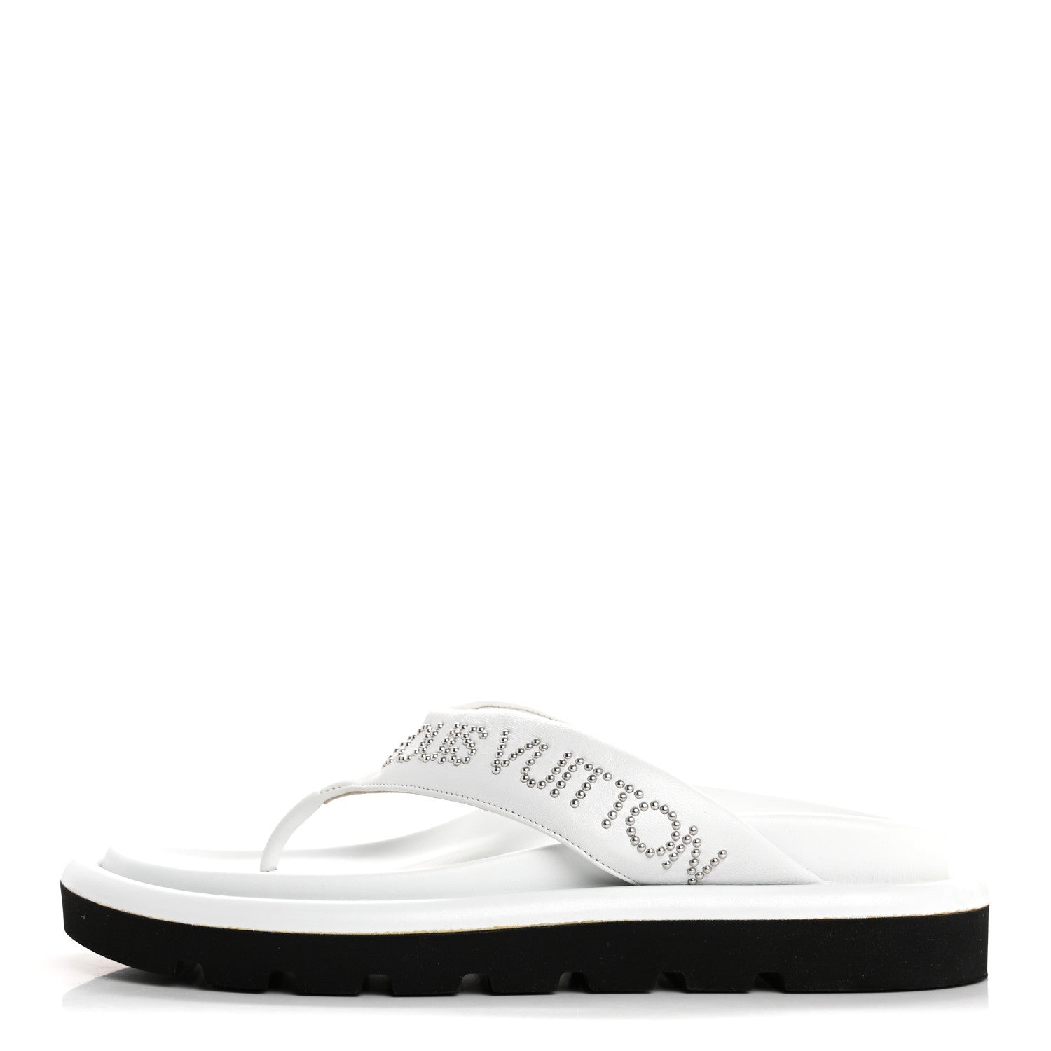 Louis Vuitton Calfskin Logo Studded Pillow Flat Thong Sandals 35 White 1 of 11