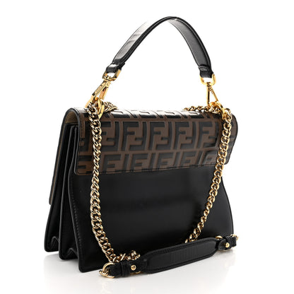 Fendi Vitello Liberty Bi-Color FF 1974 Embossed Chain Strap Kan U Shoulder Bag Black Maya 3 of 9