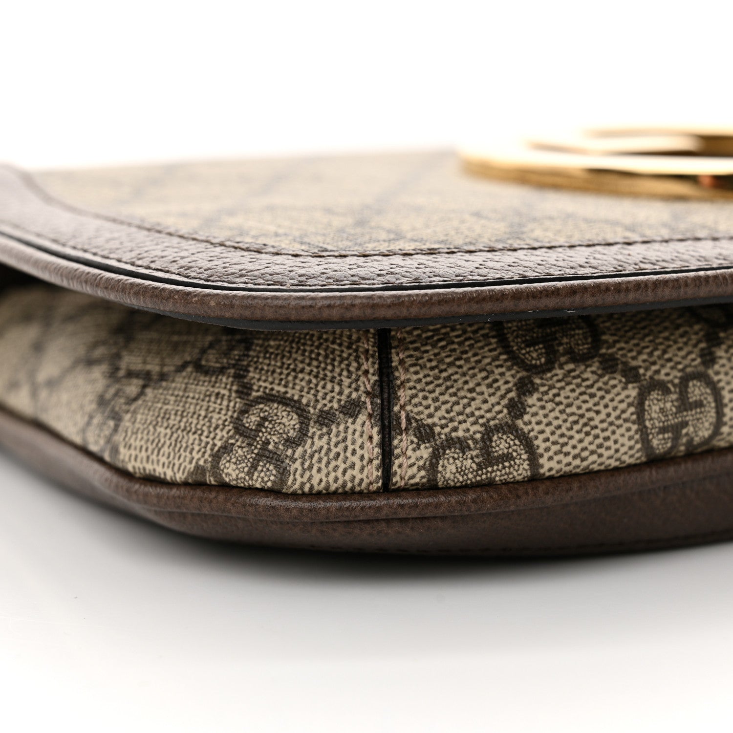 Gucci GG Supreme Monogram Textured Dollar Calfskin Blondie Chain Shoulder Flap Bag Beige Ebony New Acero 9 of 10
