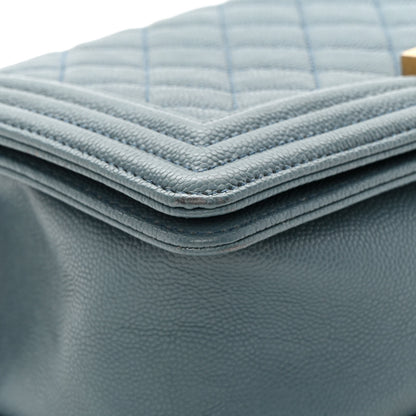 Chanel Caviar Quilted Medium Boy Flap Blue 9 of 17
