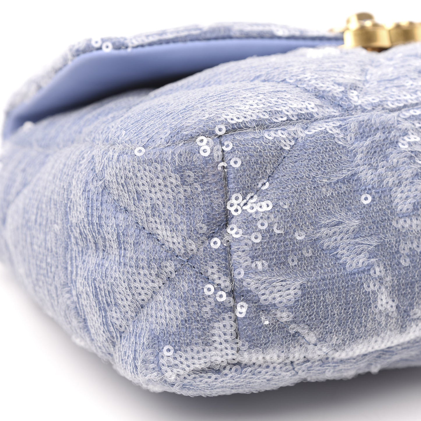 Sequin Quilted Medium 19 Flap Light Blue
