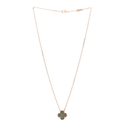 Van Cleef & Arpels 18K Rose Gold Gray Mother of Pearl Vintage Alhambra Pendant Necklace 2 of 4
