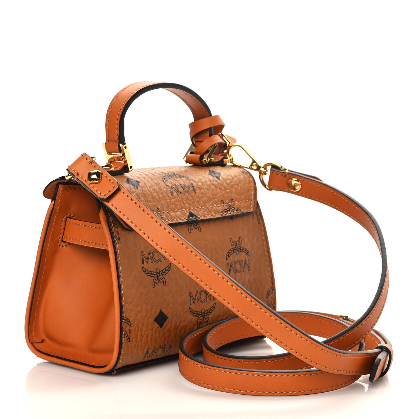 Visetos X-Mini Heritage Top Handle Satchel Cognac
