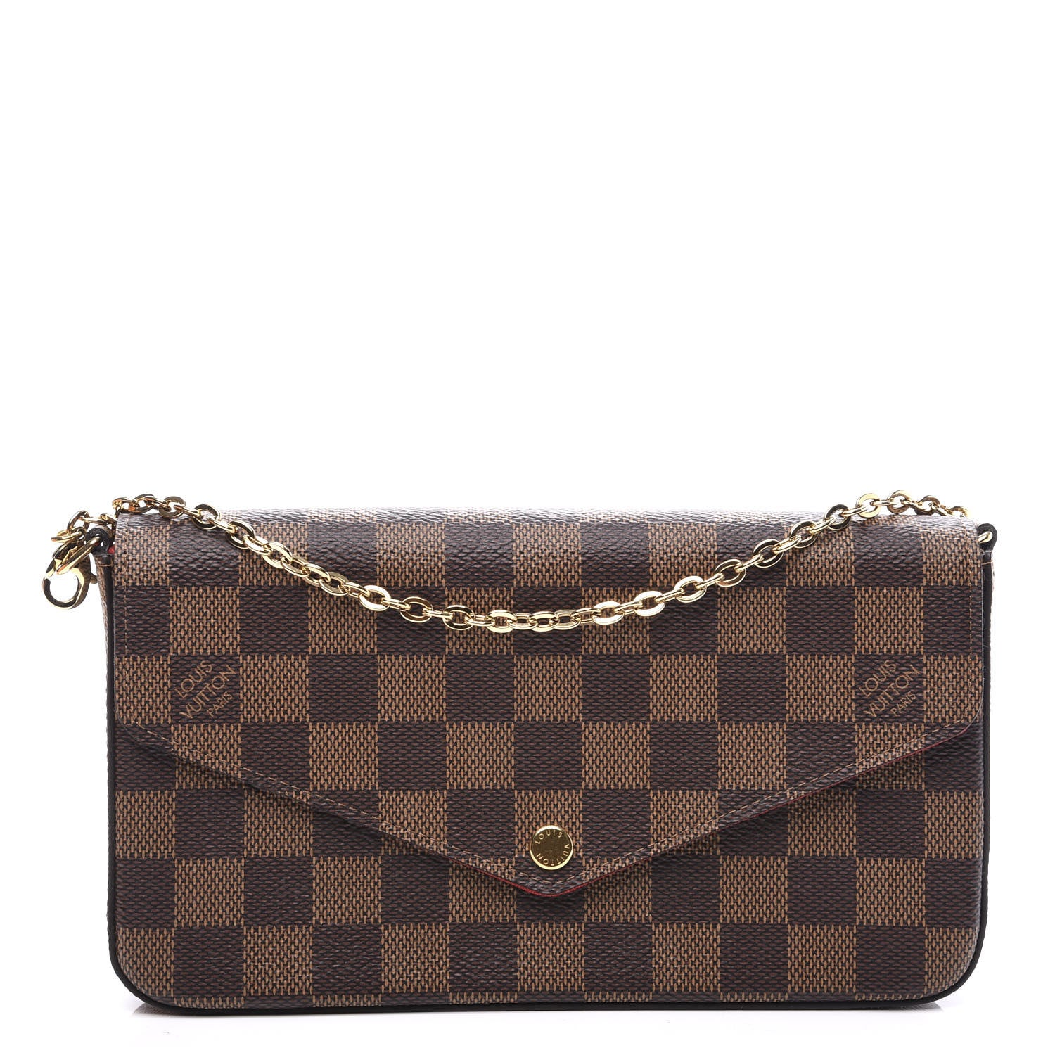 Louis Vuitton Damier Ebene Pochette Felicie Chain Wallet 1 of 10