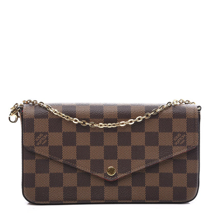 Louis Vuitton Damier Ebene Pochette Felicie Chain Wallet 1 of 10
