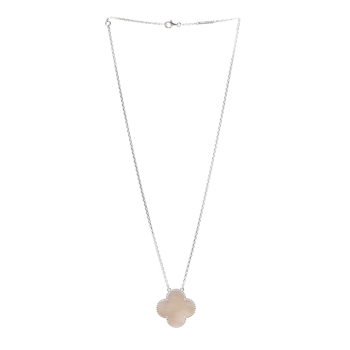 18K White Gold Mother of Pearl Magic Alhambra Pendant Necklace