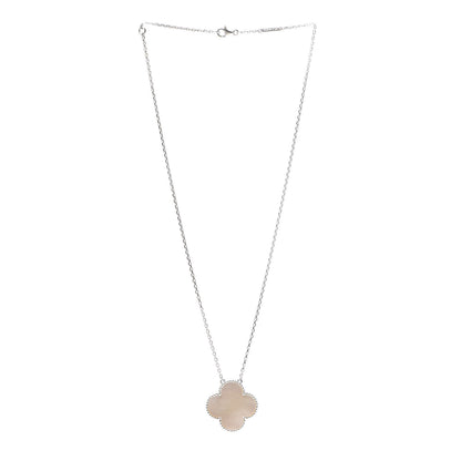 Van Cleef & Arpels 18K White Gold Mother of Pearl Magic Alhambra Pendant Necklace 3 of 8
