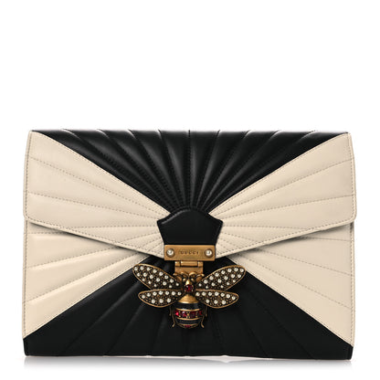 Gucci Calfskin Trapuntata Queen Margaret Clutch Mystic White Black 1 of 11
