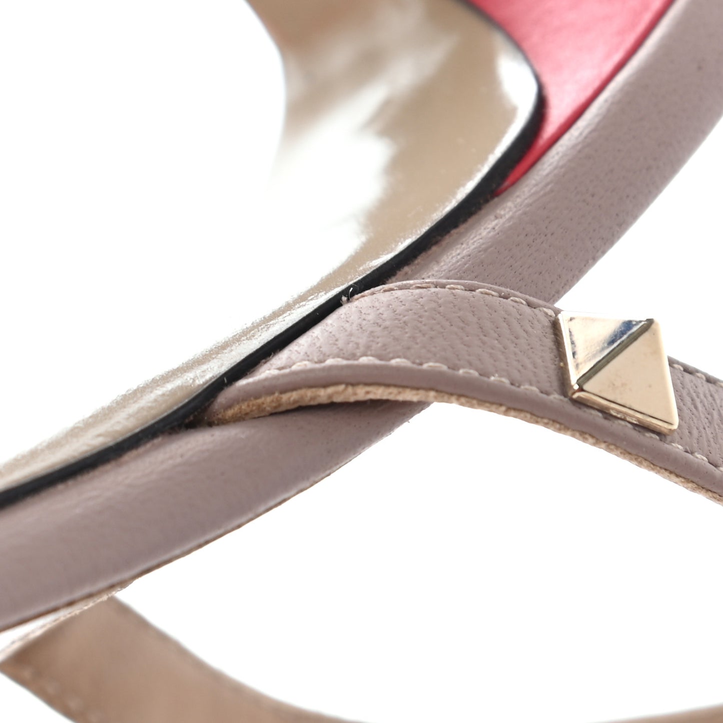 Nappa Rockstud Ankle Strap 65mm Pumps 37.5 Fragola Poudre