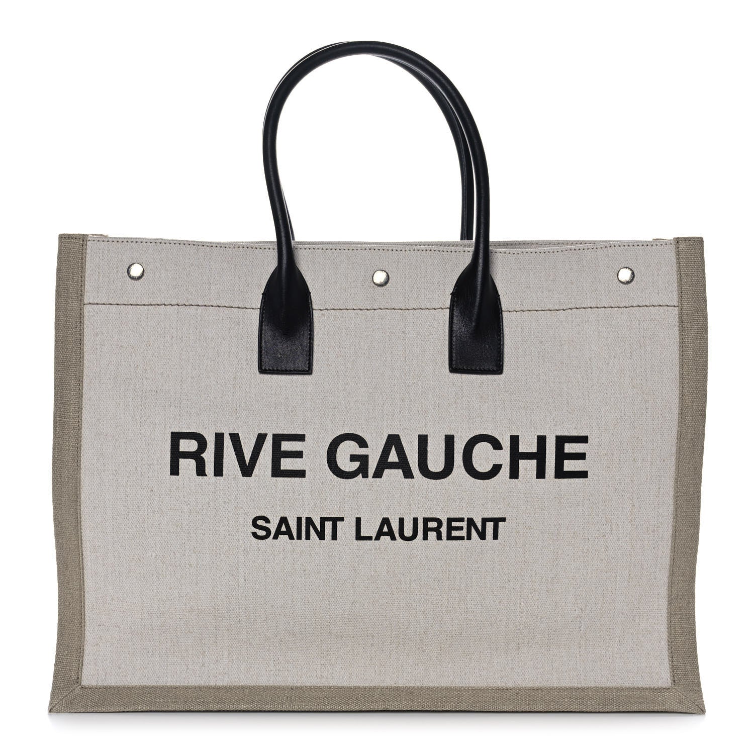 Saint Laurent Linen Calfskin Rive Gauche Tote Optic White 1 of 8