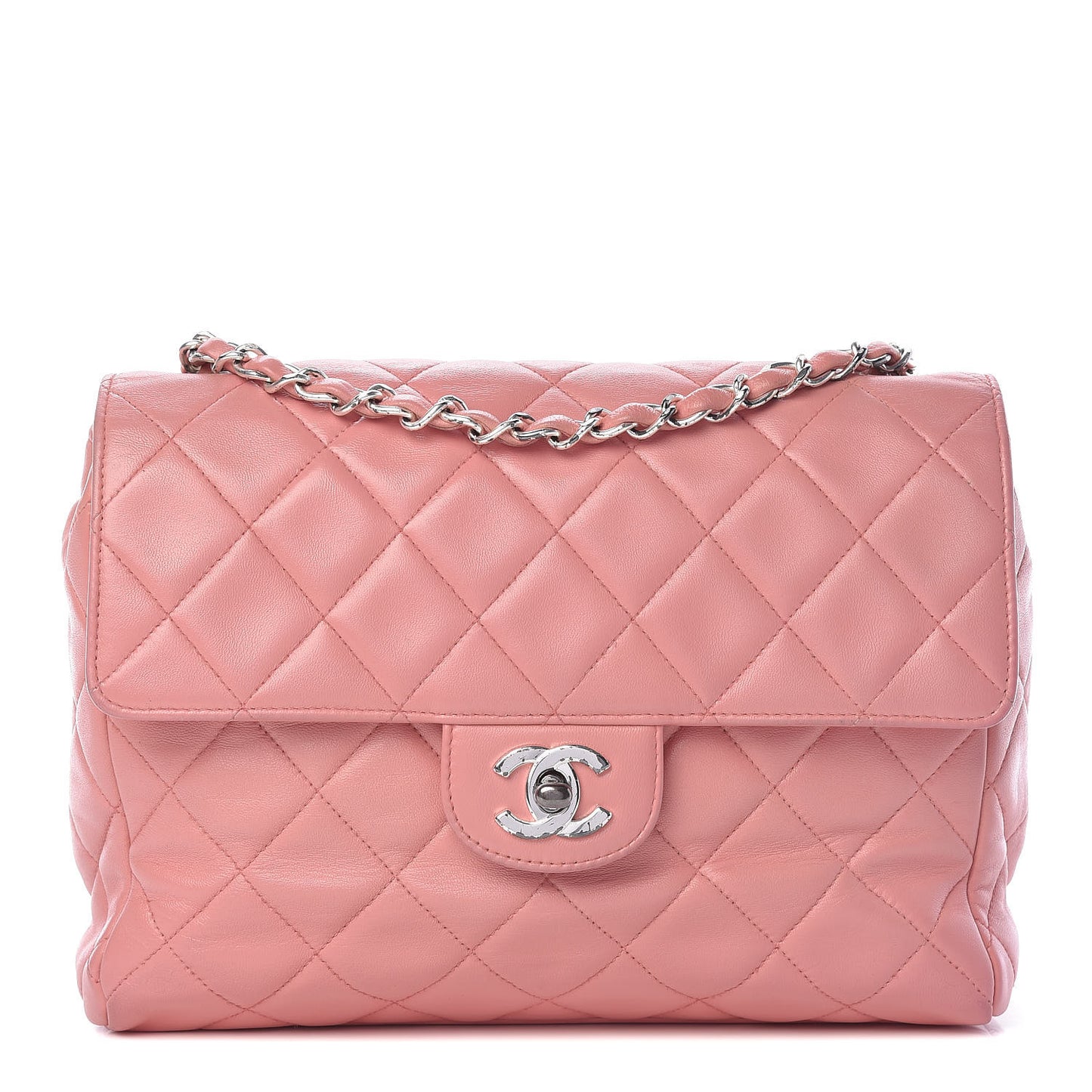 Lambskin Quilted Small Single Flap Pink