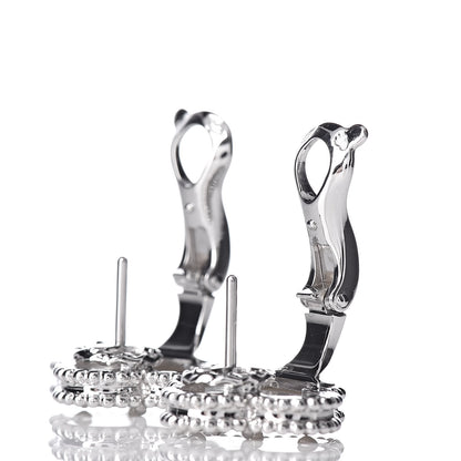 Van Cleef & Arpels 18K White Gold Mother of Pearl Vintage Alhambra Earrings 3 of 5