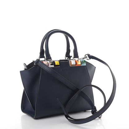 Fendi Vitello Dolce Studded Mini 3Jours Tote Blueberry Multicolor 3 of 7