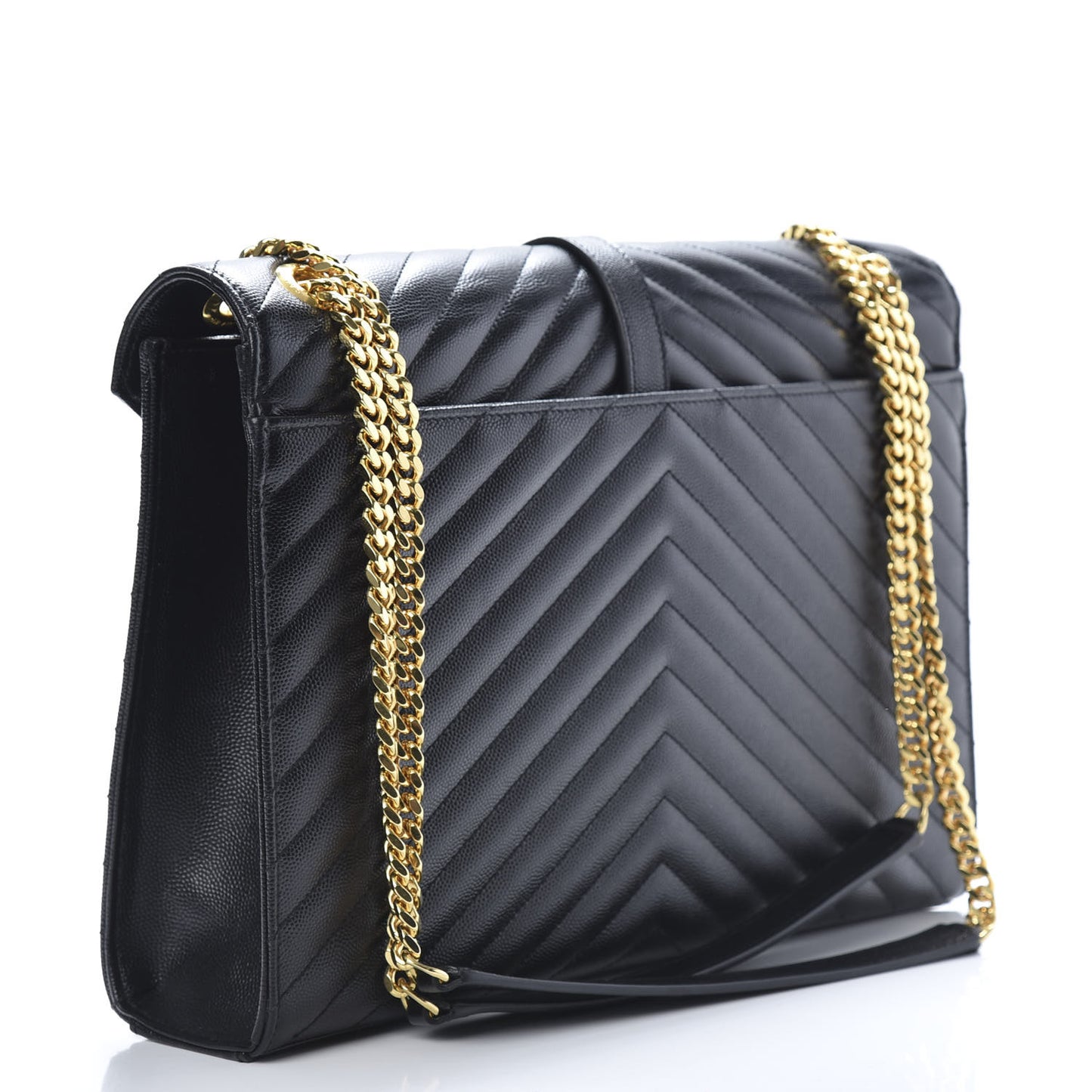 Grain De Poudre Matelasse Chevron Large Monogram Satchel Black