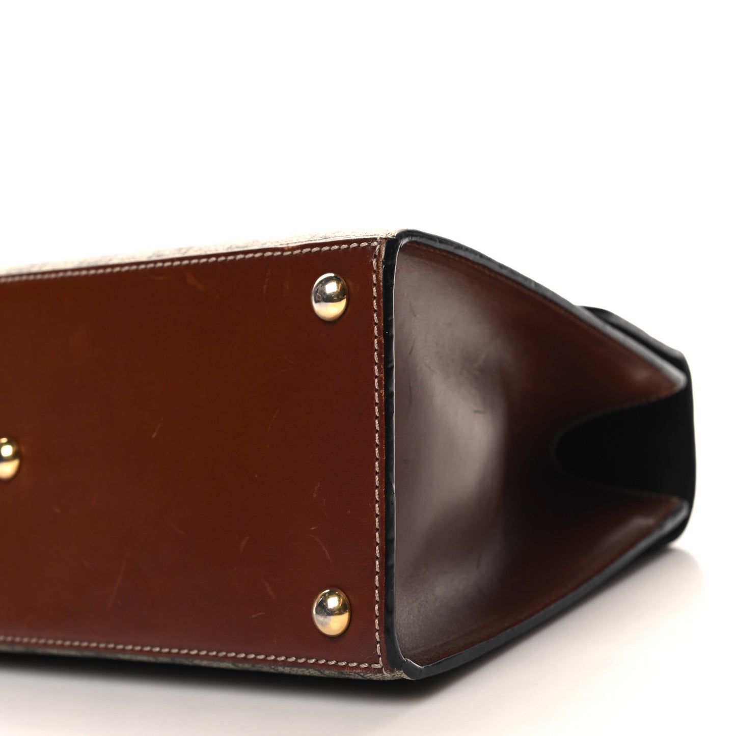 GG Supreme Monogram Calfskin Small Padlock Top Handle Bag Beige Black Cuir