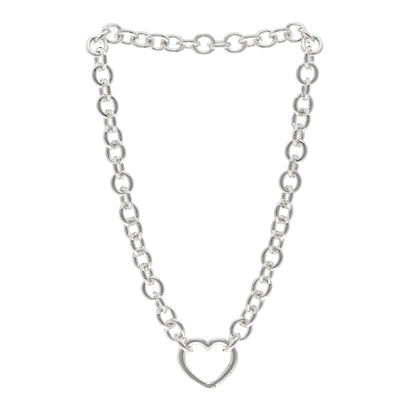 Sterling Silver Heart Clasp Choker Necklace