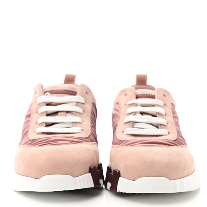 Hermes Parachute Fabric Suede Goatskin Bouncing Sneakers 36.5 Rose Rose Opaline 2 of 8
