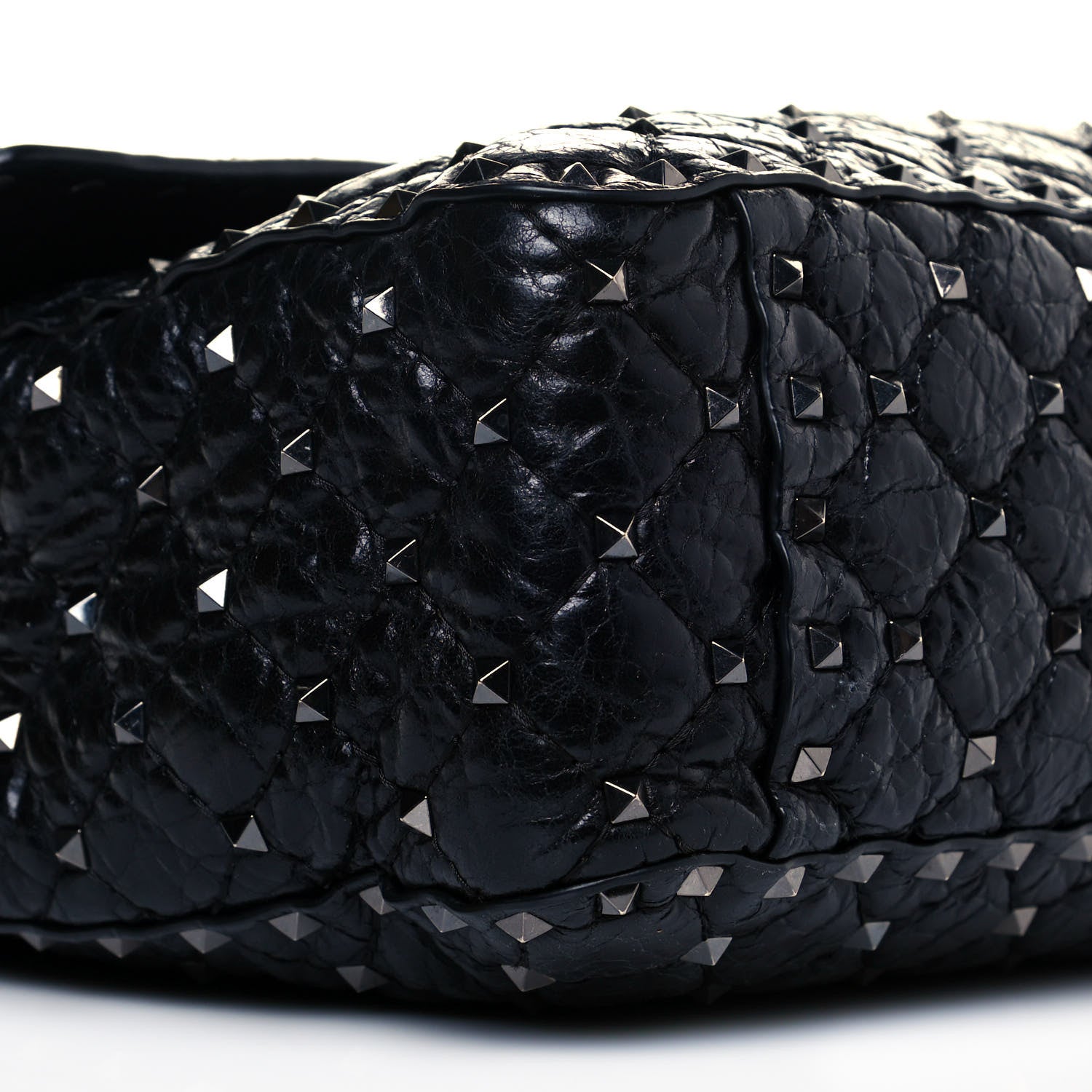 Valentino Garavani Craquele Nappa Maxi Rockstud Spike Shoulder Bag Black 10 of 15
