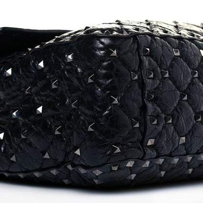 Valentino Garavani Craquele Nappa Maxi Rockstud Spike Shoulder Bag Black 10 of 15