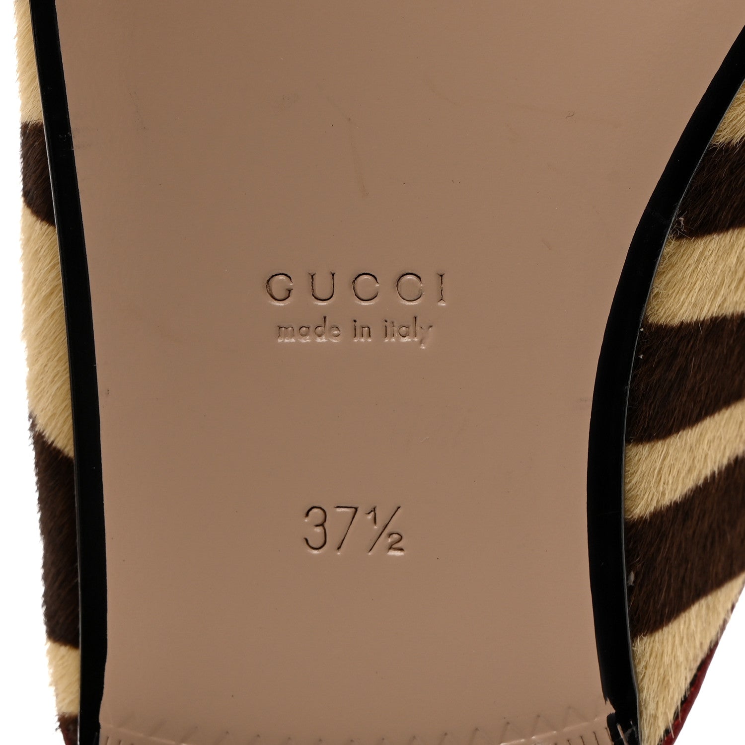 Gucci Calf Hair Tiger Print Womens Princetown Slippers 37.5 Natural Black Romantic Cherry 8 of 8