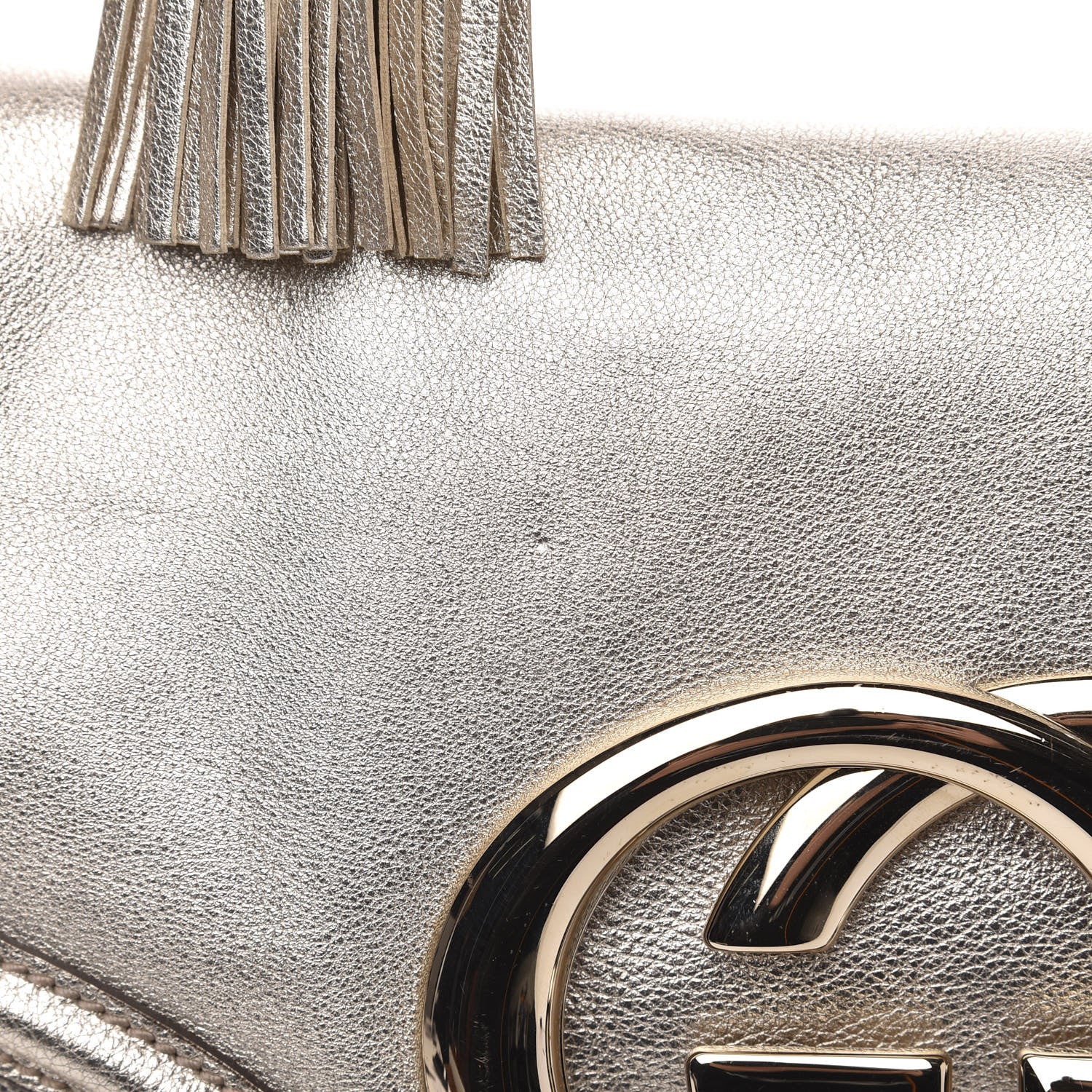 Gucci Metallic Calfskin Medium Britt Tassel Shoulder Bag Platinum 10 of 10