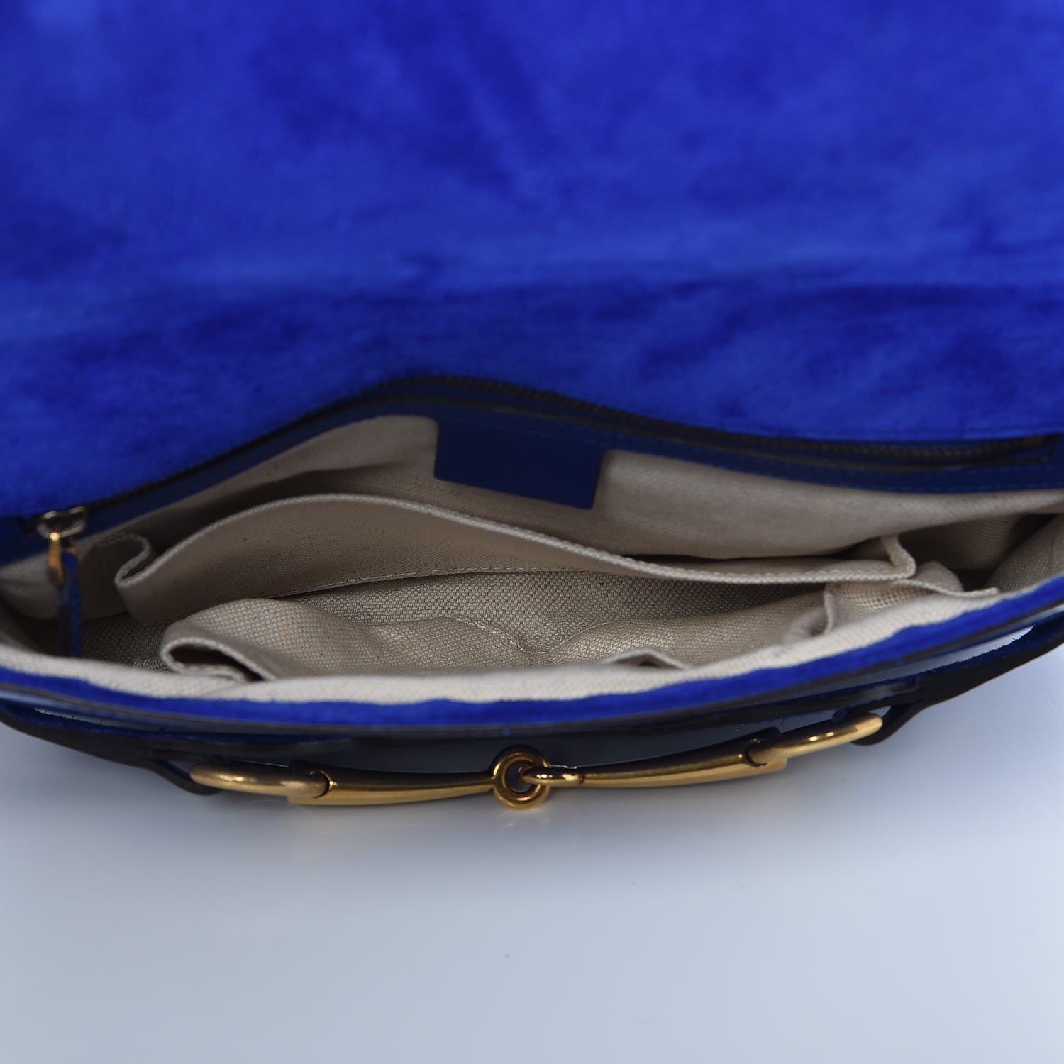 Gucci Patent Large Bright Bit Shoulder Bag Deep Zaffiro 6 of 8