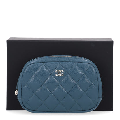 Chanel Caviar Quilted Small Curvy Pouch Cosmetic Case Blue 11 of 11