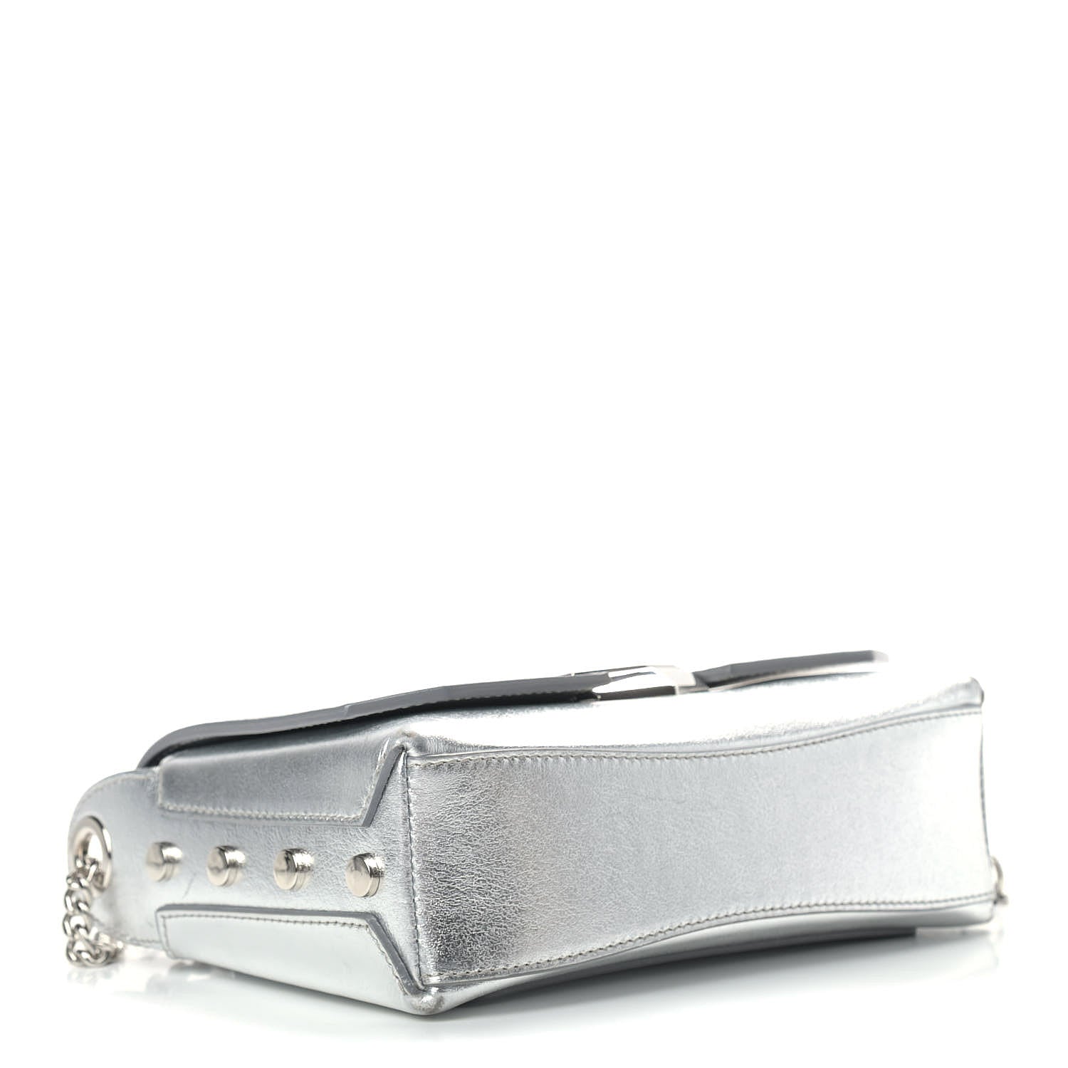Jimmy Choo Metallic Calfskin Lockett Petite Shoulder Bag Silver 4 of 10