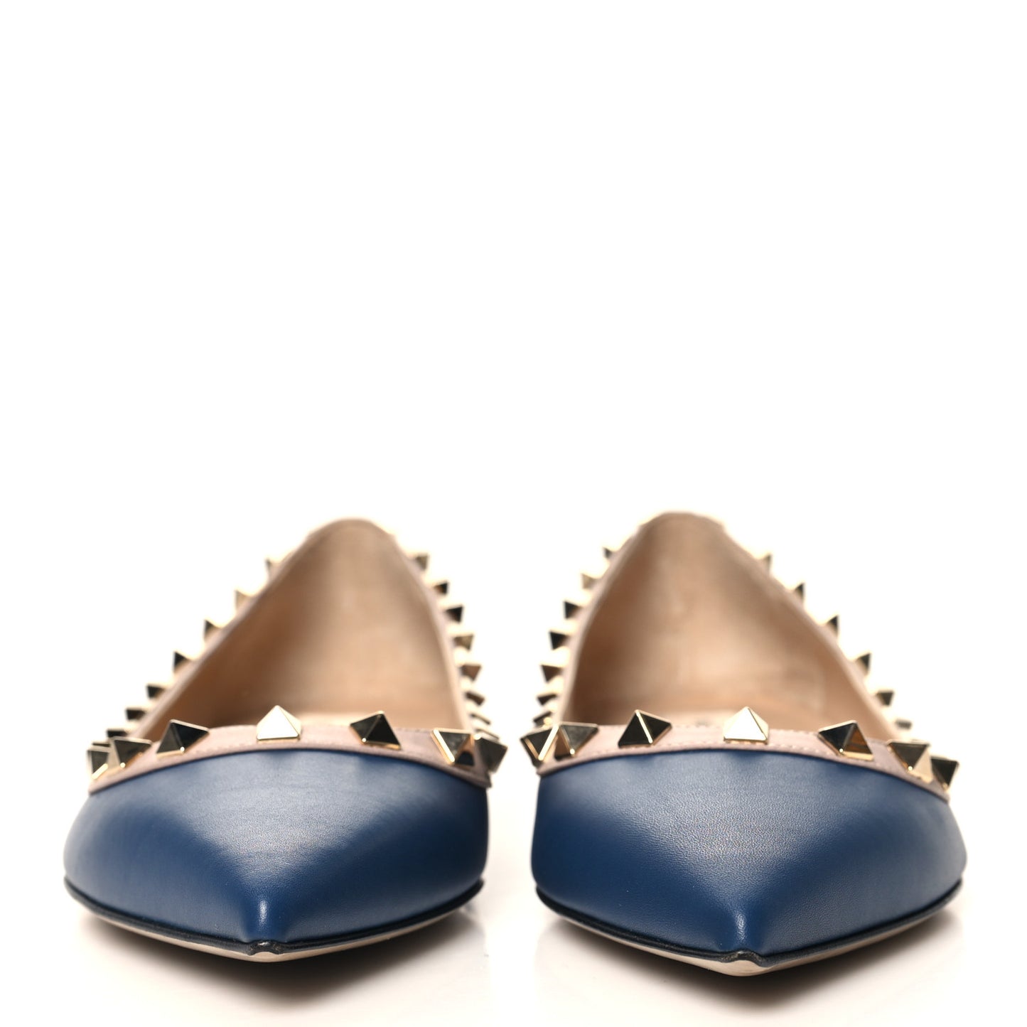 Calfskin Nappa Rockstud Ballerina Flats 36.5 Indigo Poudre