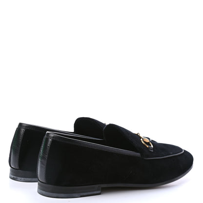 Gucci Velvet Horsebit Womens Jordaan Loafers 37 Black 3 of 4