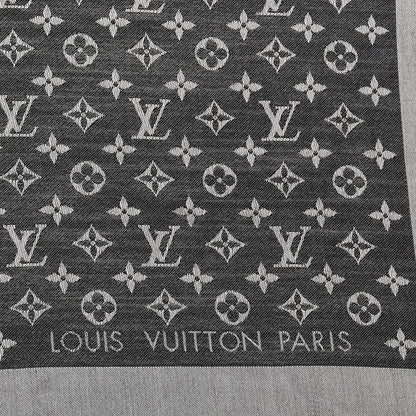 Louis Vuitton Wool Silk Monogram Denim Shawl Navy 4 of 4