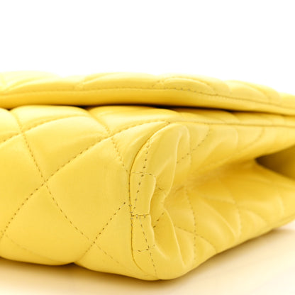 Chanel Lambskin Quilted Clutch with Chain Flap Yellow 10 of 11