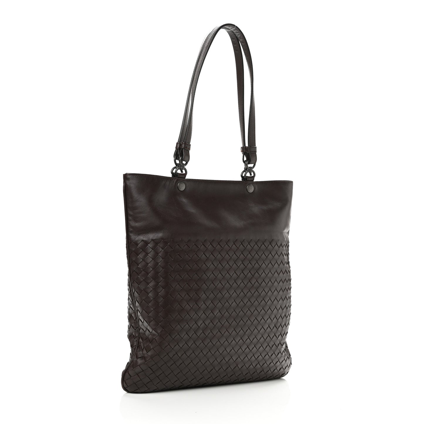 Nappa Intrecciato Flat Shoulder Bag Ebano