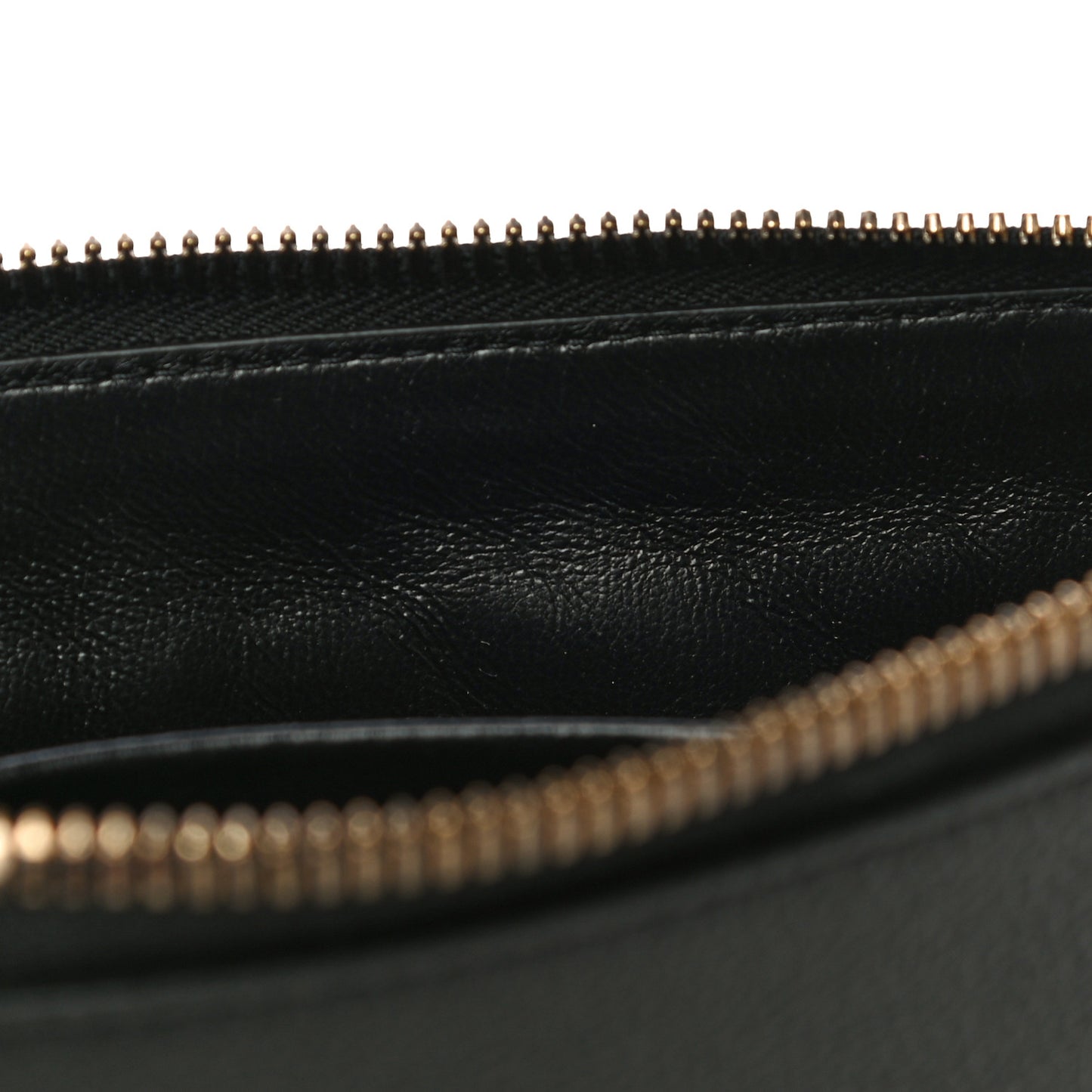 Grained Calfskin Neo Classic Gold Hardware Zip Around Crossbody Black