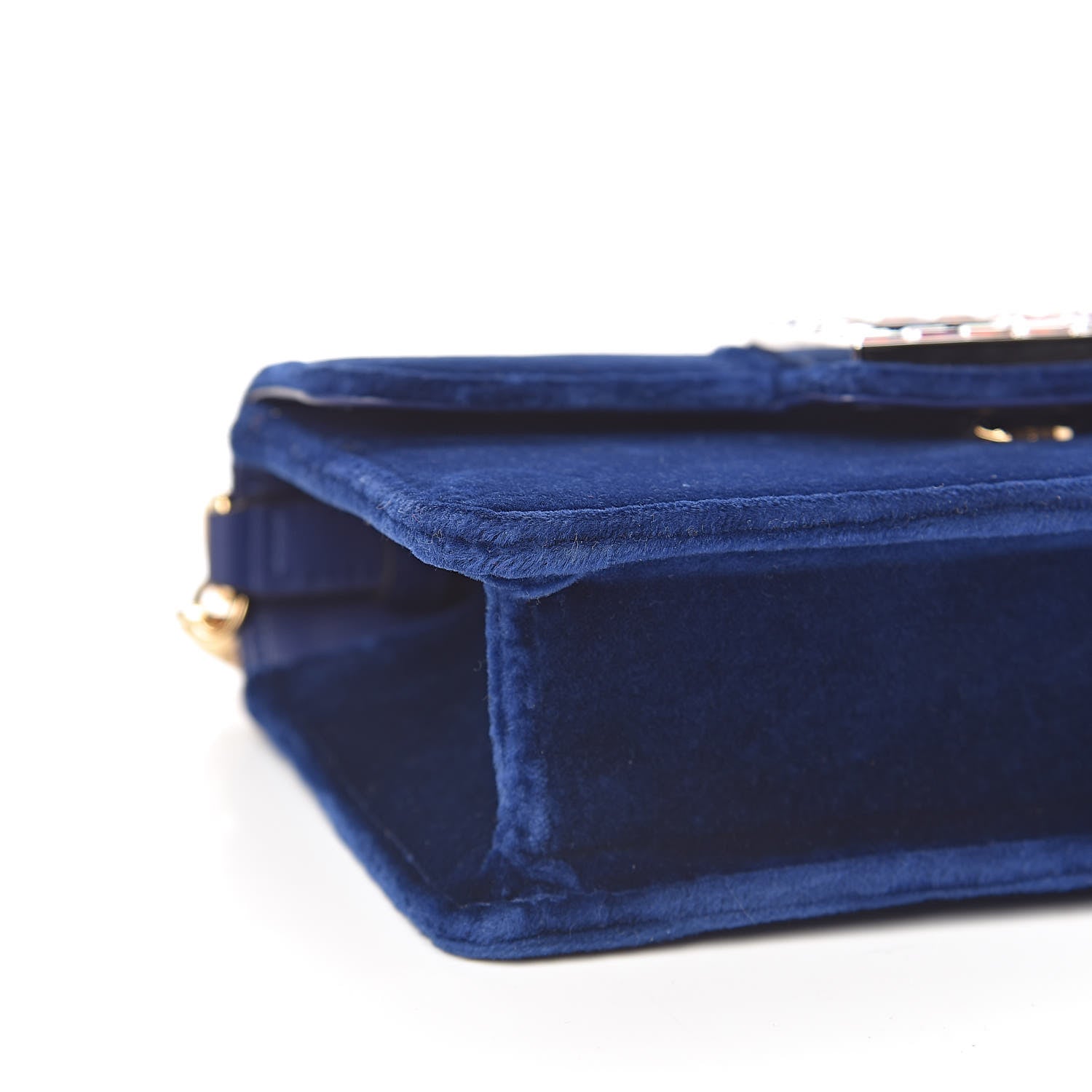 Gucci Velvet Crystal Square G Shoulder Bag Cobalt Blue 5 of 10