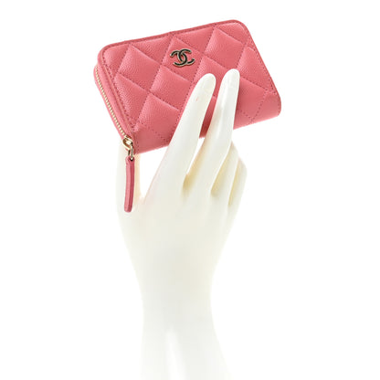 Chanel Caviar Quilted Zip Coin Purse Dark Pink 2 of 15