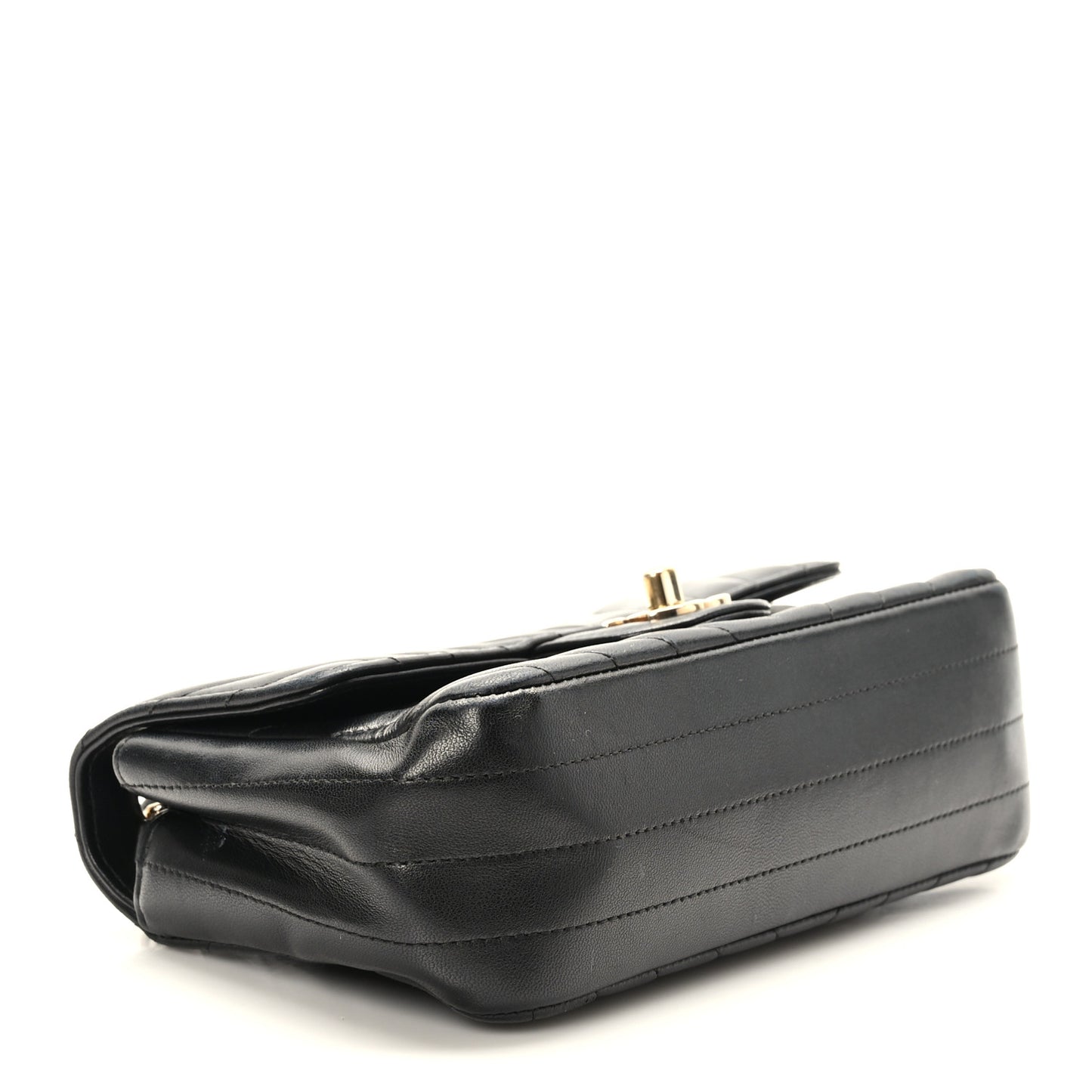 Lambskin Chevron Quilted Mini Rectangular Flap Black