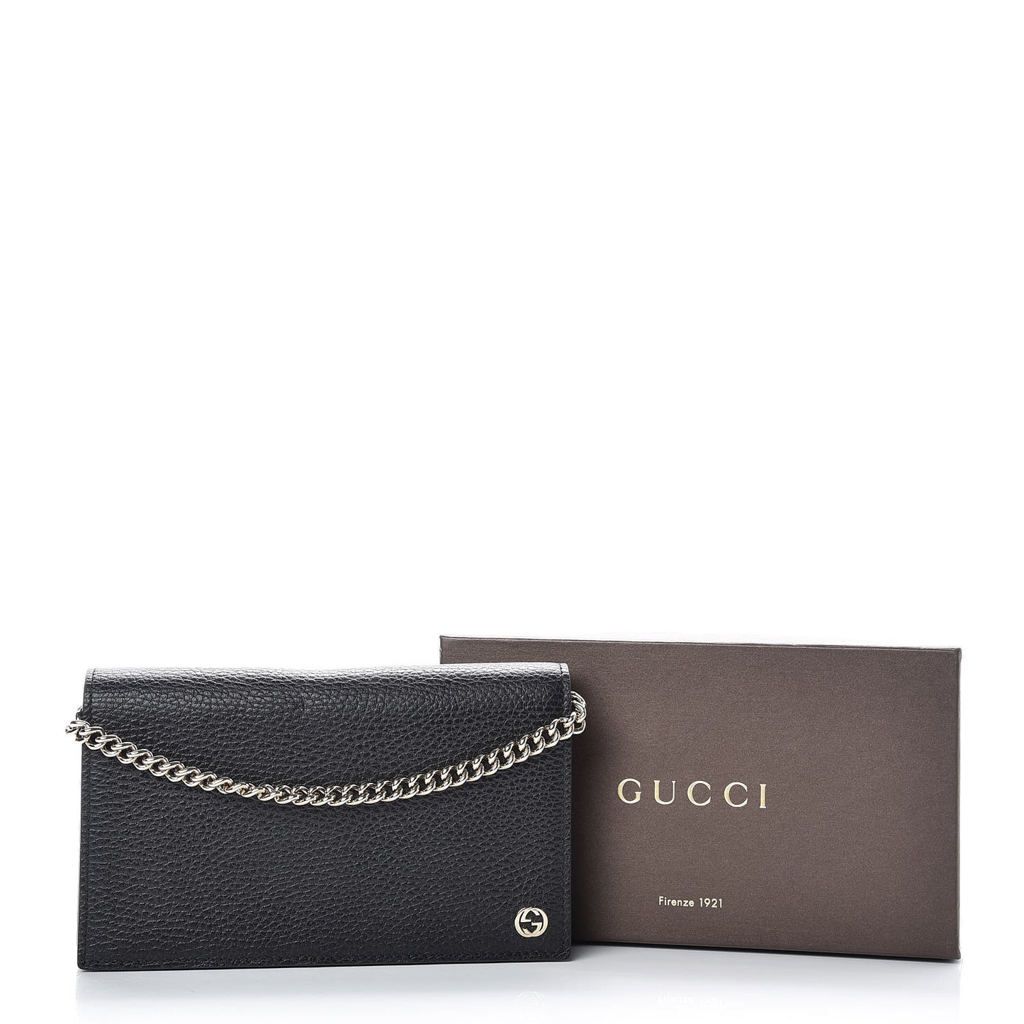 Dollar Calfskin Medium Betty Chain Wallet Black