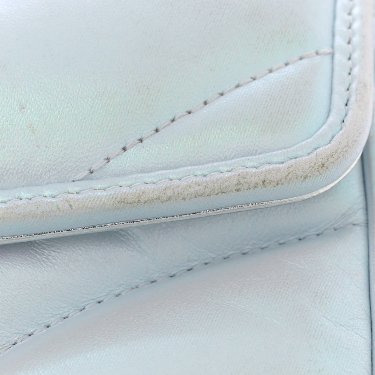 Iridescent Nappa Chevron Matelasse Small GG Marmont Shoulder Bag Iridescent Snow Light Blue