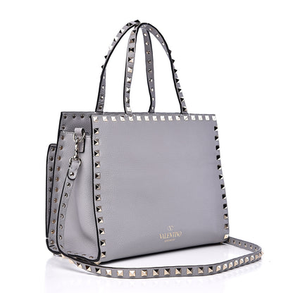 Valentino Garavani Grained Calfskin Small Rockstud Double Bag Pastel Grey 2 of 13