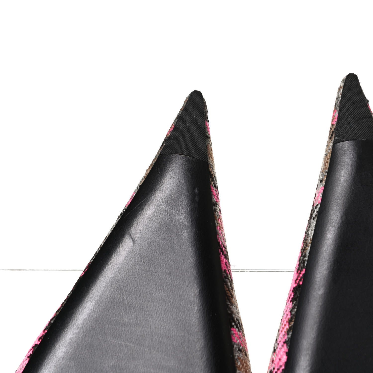 Balenciaga Wool Check Pointed Toe 40mm Mules 38 Grey Pink 10 of 12