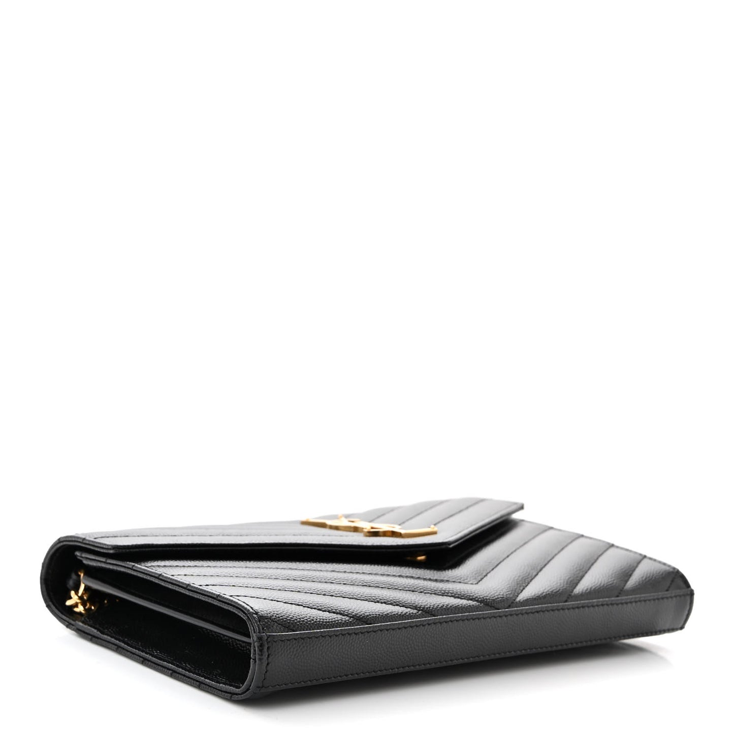 Grain De Poudre Matelasse Chevron Monogram Chain Wallet Black