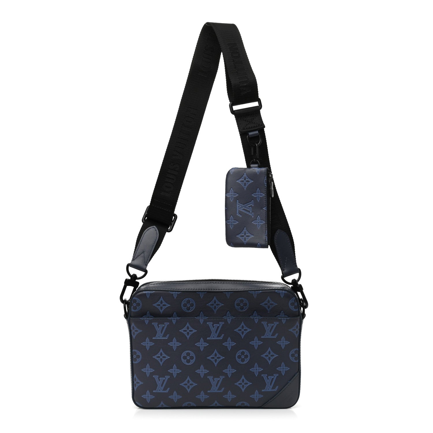 Louis Vuitton Calfskin Monogram Shadow Duo Messenger Navy Blue 1 of 10