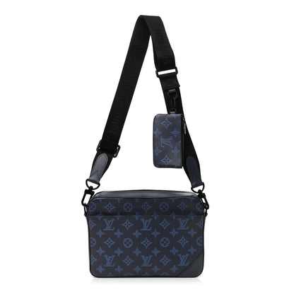 Louis Vuitton Calfskin Monogram Shadow Duo Messenger Navy Blue 1 of 10